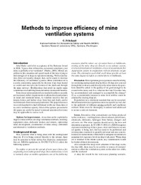 Image of publication Methods to Improve Efficiency of Mine Ventilation Systems