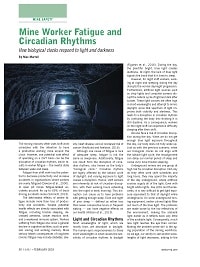 First page of Mine Worker Fatigue and Circadian Rhythms