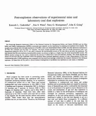 Image of publication Post-Explosion Observation of Experimental Mine and Laboratory Coal Dust Explosions