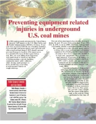 Image of publication Preventing Equipment Related Injuries in Underground U.S. Coal Mines