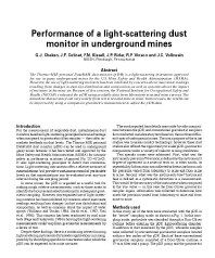 Image of publication Performance of a Light-scattering Dust Monitor in Underground Mines