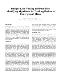 Image of publication Straight Line Walking and Path-Turn Identifying Algorithms for a Tracking Device Used in Underground Mines