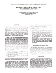 Image of publication The Evolution of Intelligent Coal Pillar Design: 1981-2006