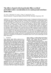 Image of publication The Effects of Passive Diesel Particulate Filters on Diesel Particulate Matter Concentrations in Two Underground Metal/Nonmetal Mines