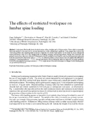 Image of publication The Effects of Restricted Workspace on Lumbar Spine Loading