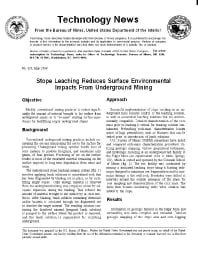Image of publication Technology News 436 - Stope Leaching Reduces Surface Environmental Impacts From Underground Mining