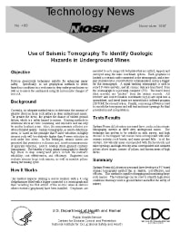 Image of publication Technology News 466 - Use of Seismic Tomography to Identify Geologic Hazards in Underground Mines