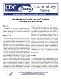 Image of publication Technology News 499 - Using Propeller Fans to Improve Ventilation in Large-Entry Stone Mines