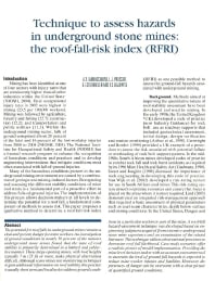 Image of publication Technique to Assess Hazards in Underground Stone Mines: the Roof Fall Risk Index (RFRI)