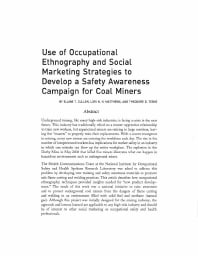 Image of publication Use of Occupational Ethnography and Social Marketing Strategies to Develop a Safety Awareness Campaign for Coal Miners