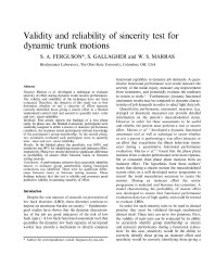 Image of publication Validity and Reliability of Sincerity Test for Dynamic Trunk Motions