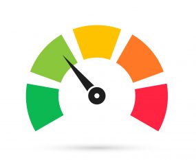 colorful speedometer, tachometer or gauge