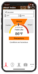 heat index thermometer on phone