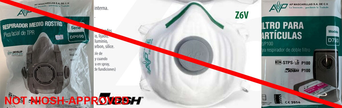 This is an example of a misrepresentation of a NIOSH approval. AP Mascarillas is not a NIOSH approval holder or private label assignee. AP Mascarillas is marketing product using the NIOSH logo, but their respiratory protective devices are NOT NIOSH approved.