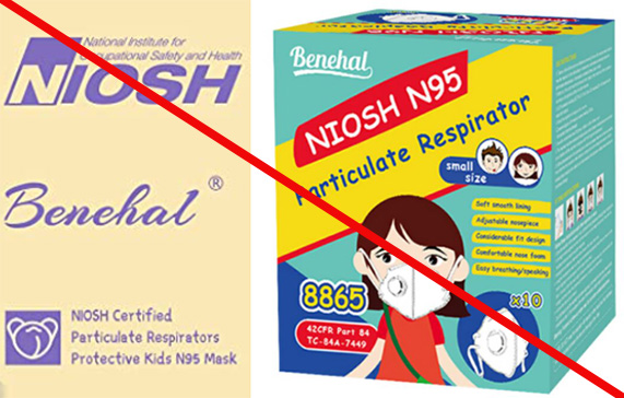 Guangzhou Zhen Tao Culture Media Co., Ltd. is marketing Benehal Model 8865 as a NIOSH approved unit for kids.  NIOSH does not approve filtering facepiece respirators for children.