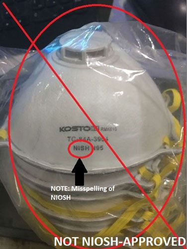 an example of a counterfeit N95 Respirator