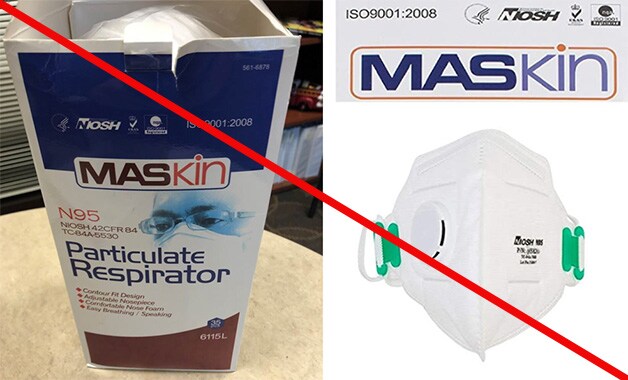 Any respirators being sold as Maskin are no longer NIOSH approved. They are counterfeit or they are no longer compliant to the NIOSH approval. (4/9/2020)
