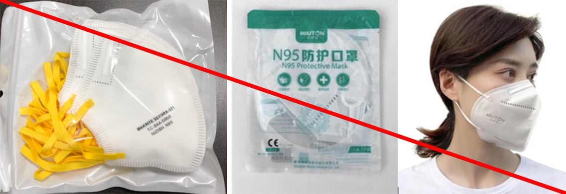 Examples of Sekura and Miuton respirator that are NOT NIOSH approved.