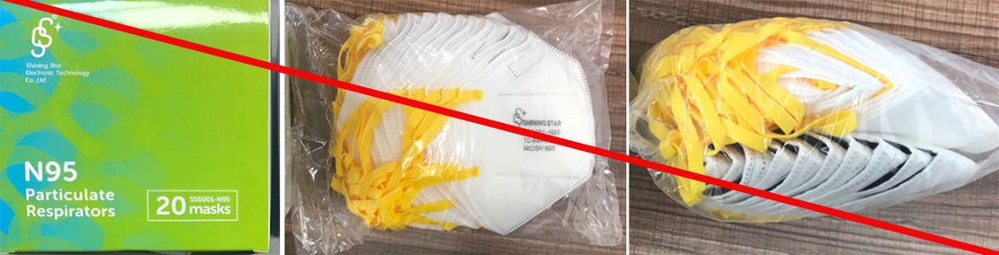 Examples of counterfeit respirators using NIOSH approval holder Shining Star Electronic Technology’s approval number