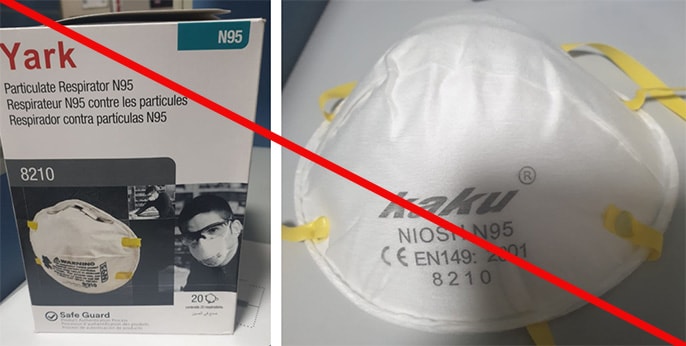 Yark and kaku N95 masks that are not NIOSH approved