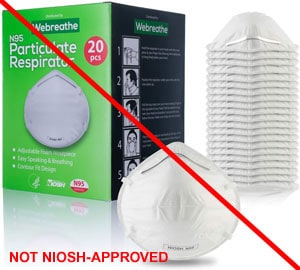 Webreath respirator masks - Not NIOSH-Approved