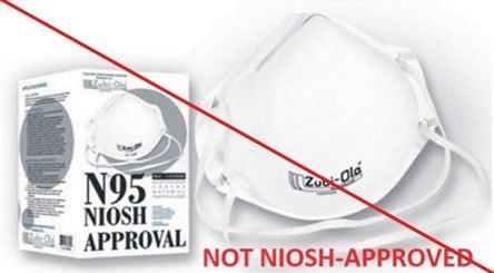 Not NIOSH approved - Zubi-Ola respirator, without value