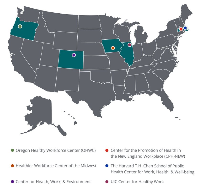 Map - Centers of Excellence for Total Worker Health®