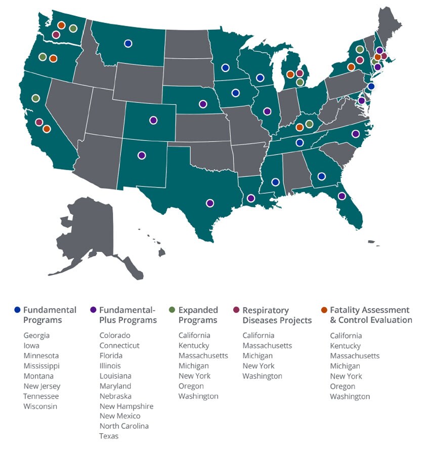 Map - NIOSH Sponsored State Occupational Health and Safety Surveillance Program