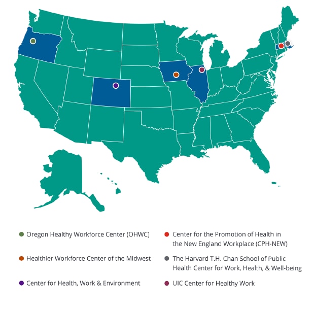 Map - Centers of Excellence for Total Worker Health®