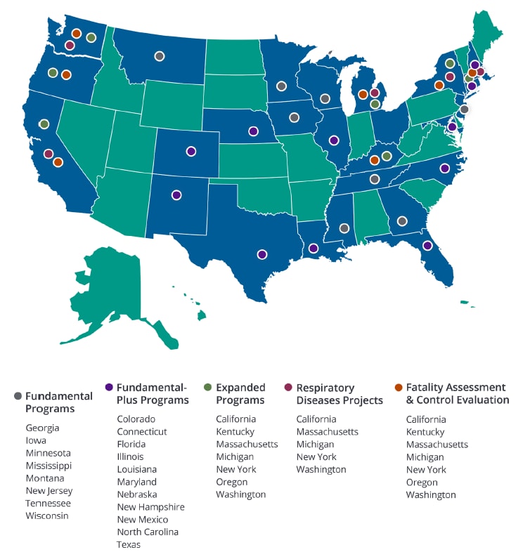 Map - NIOSH Sponsored State Occupational Health and Safety Surveillance Program