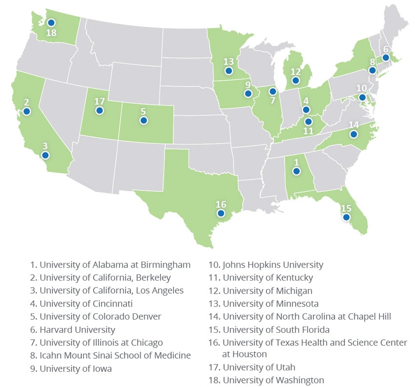 Map - NIOSH Education and Research Centers, 2017