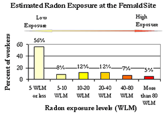 Chart showing Estimated Radon Exposure at the Fernald Site
