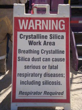 Silica Warning Sign at Well Site Photo by NIOSH