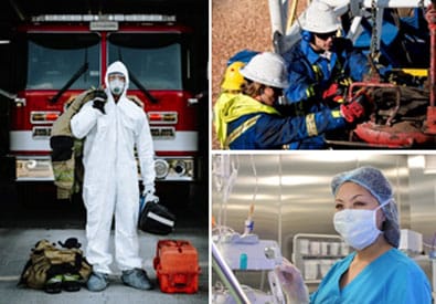 Examples of workers wearing Personal Protective Equipment