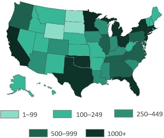 U.S. Map of downloads of Talking Safety