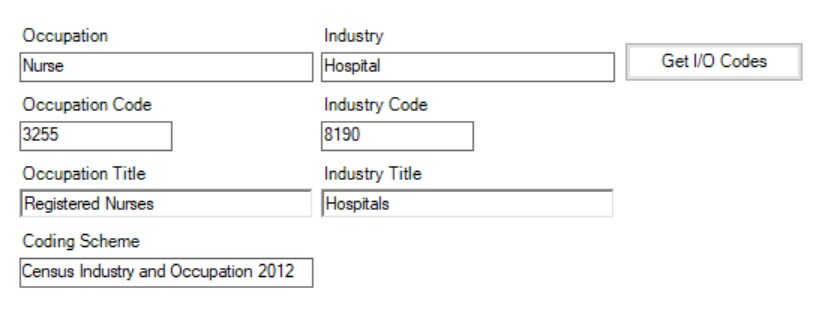 Epi Info 7 field template collects and codes industry and occupation information