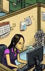 girl at her desk