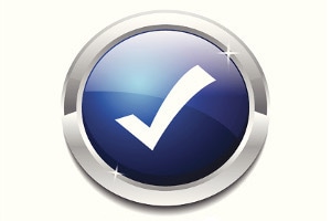 Image of a button with a checkmark on it