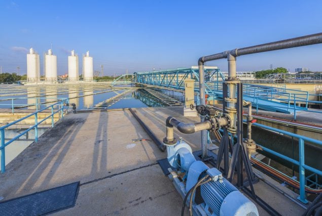 Chemical addition process in water treatment plant.