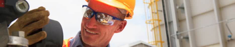 construction worker wearing eye protection