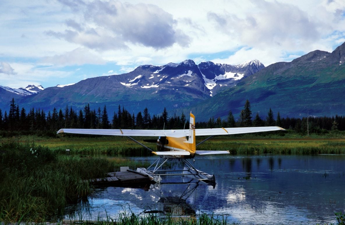 airplane and mountain view