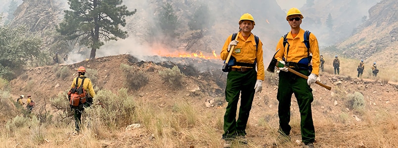 NIOSH researchers observe firefighting activities as part of the 2018-2020 Wildland Firefighter Exposure and Health Effects (WFFEHE) study. 