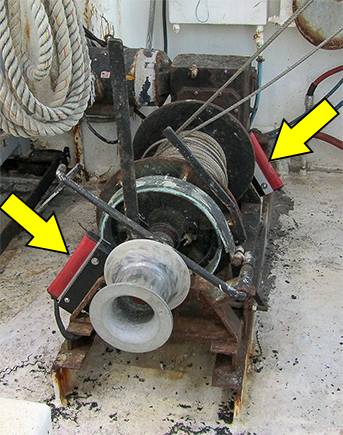 Auxiliary Stop switches installed on a try-net winch.
