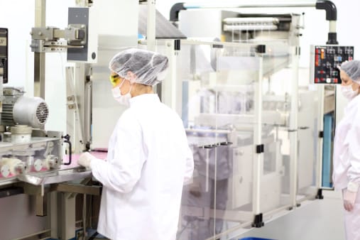 female workers at a pharmaceutical plant