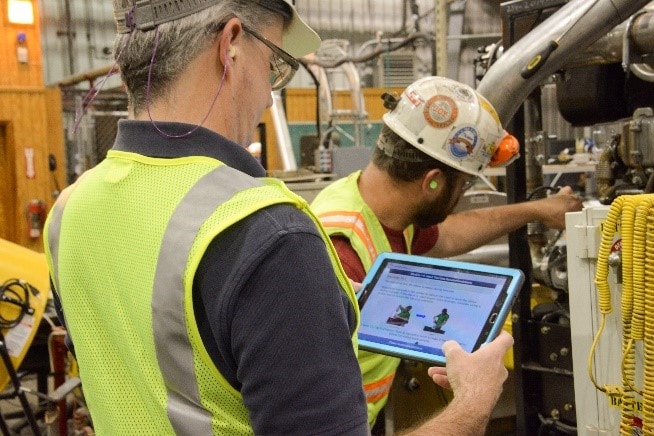 A miner using a tablet application
