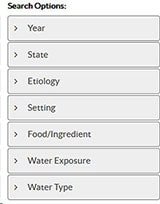 Dropdown list from the NORS application.