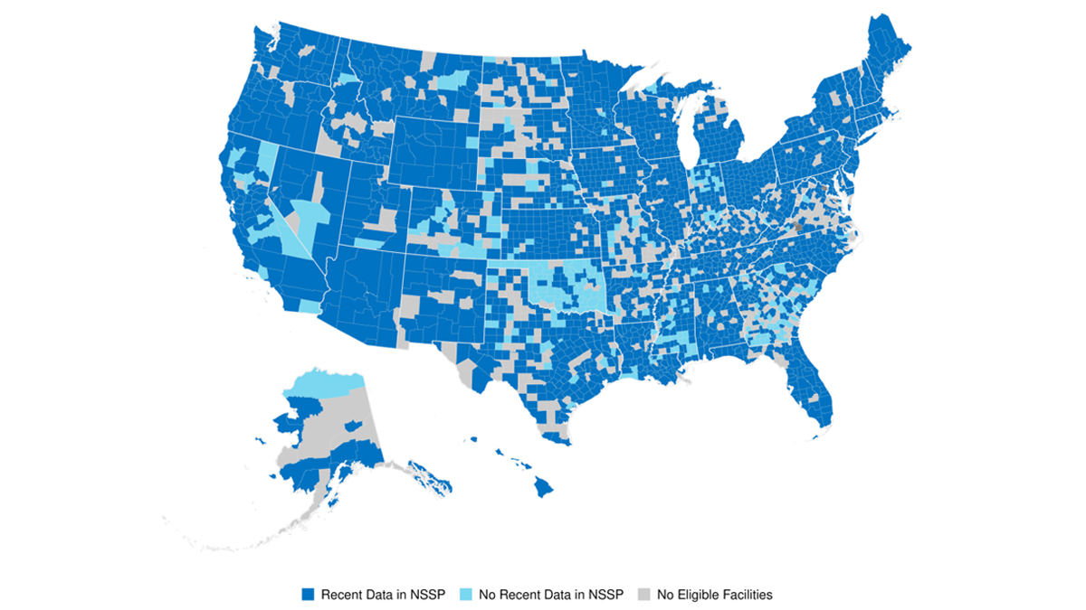 US map of Non-federal Emergency Care Participation in the National Syndromic Surveillance Program