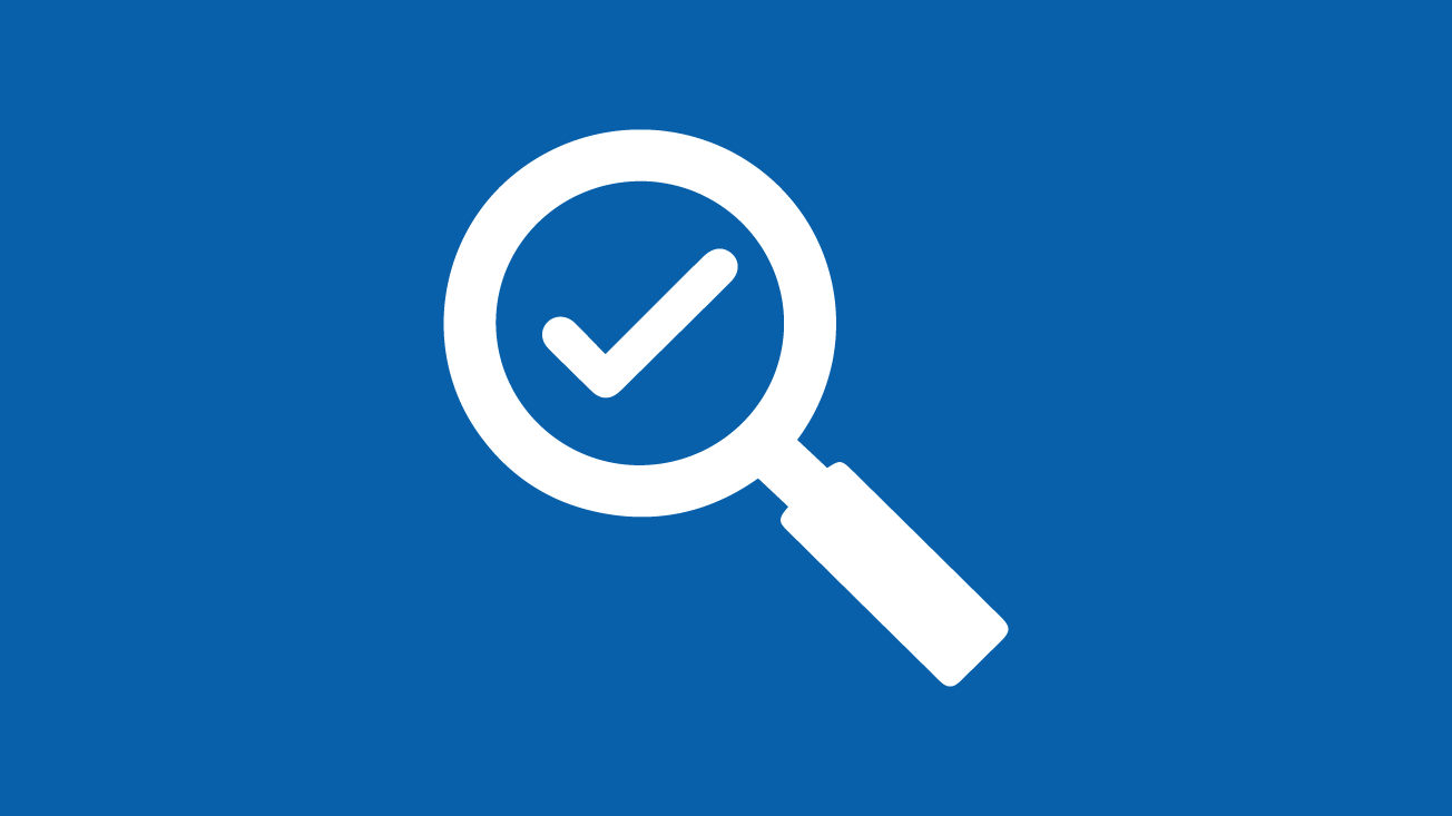 Graphic with magnifying glass on a blue background