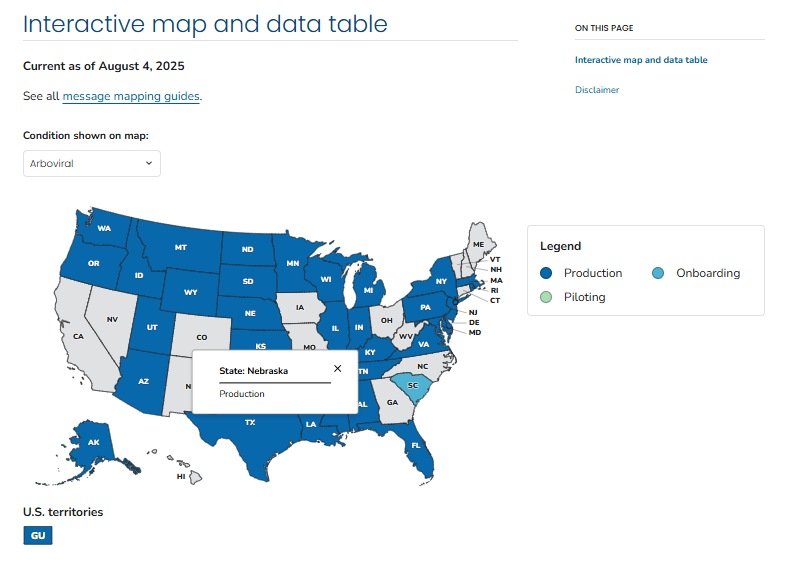 August 2025 NNDSS Implementation Map