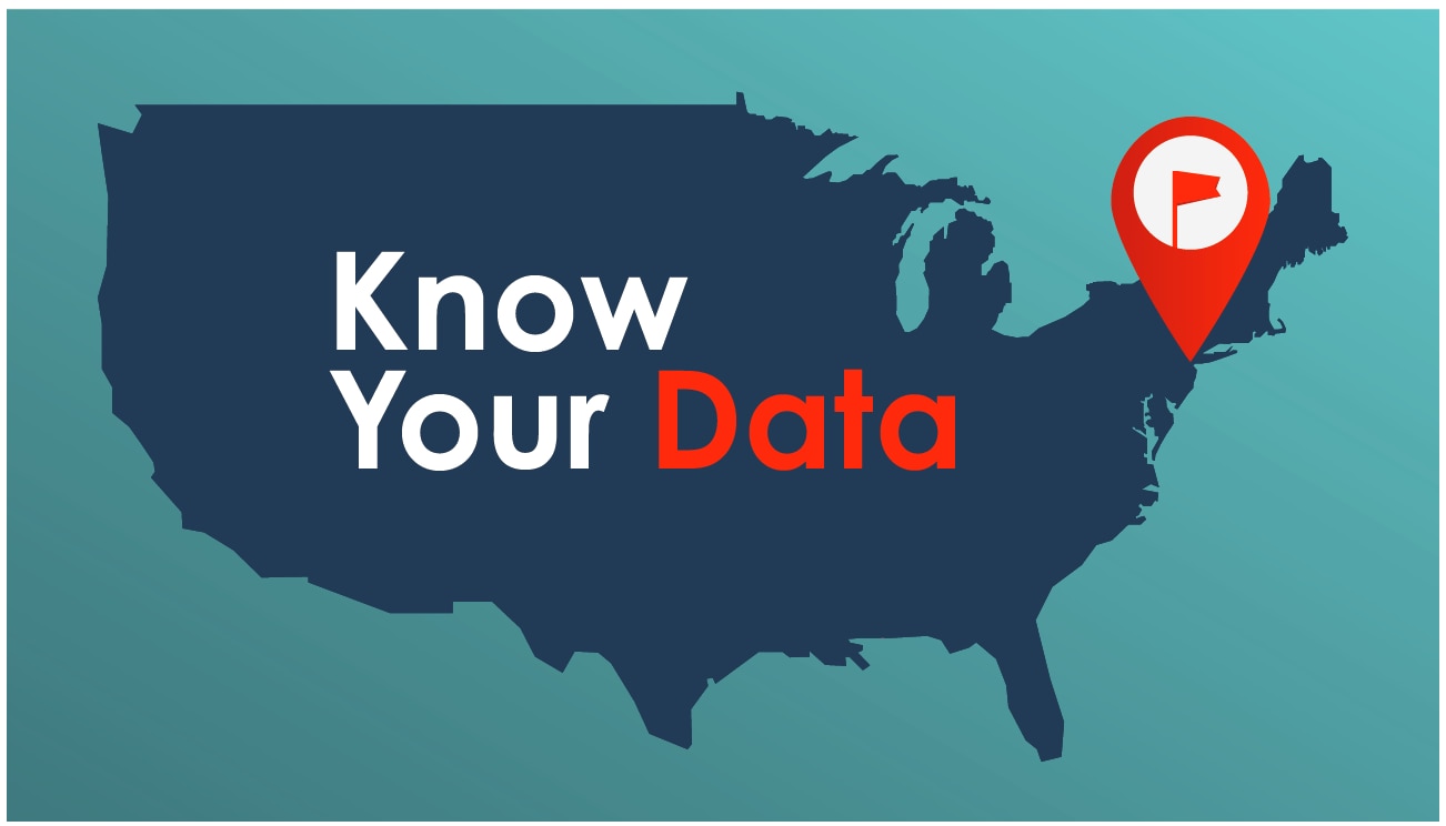 Graphic with silhouette of US and the words Know Your Data
